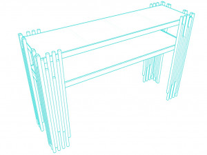 Gold console table top glass 3D Модель