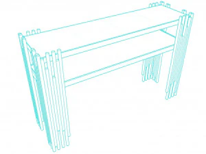 Золотая стеклянная столешница консоли 3D Модель