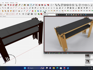 Gold console table top glass 3D Модель