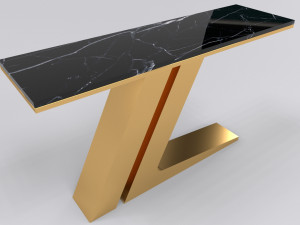 Gold console table leg with letter Z 3D Model