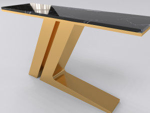 Gold console table leg with letter Z 3D Model
