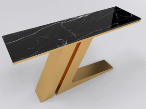 Pied de table console dor&eacute; avec lettre Z Modèle 3D