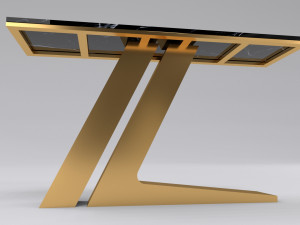 Gold console table leg with letter Z 3D Model