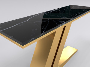 Gold console table leg with letter Z 3D Model