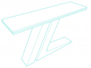 Gold console table leg with letter Z 3D Model