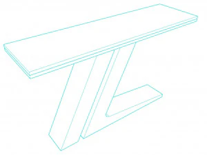 Pied de table console dor&eacute; avec lettre Z Modèle 3D