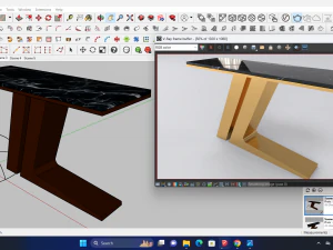 Pied de table console dor&eacute; avec lettre Z Modèle 3D