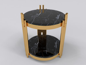 Gold side table with marble black calacatta Modelo 3D