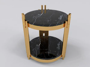 大理石ブラックカラカッタを備えたゴールドサイドテーブル 3Dモデル