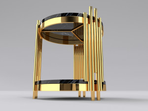 Gold side table with marble black calacatta Model 3D