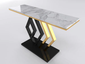 Mesa de console minimalista com m&aacute;rmore branco carrara Modelo 3D