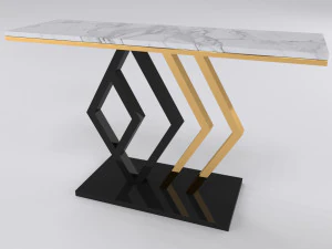 Mesa de console minimalista com m&aacute;rmore branco carrara Modelo 3D