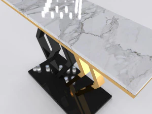 Mesa de console minimalista com m&aacute;rmore branco carrara Modelo 3D