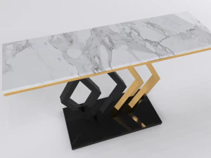 Mesa de console minimalista com m&aacute;rmore branco carrara Modelo 3D
