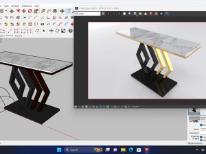 Mesa de console minimalista com m&aacute;rmore branco carrara Modelo 3D