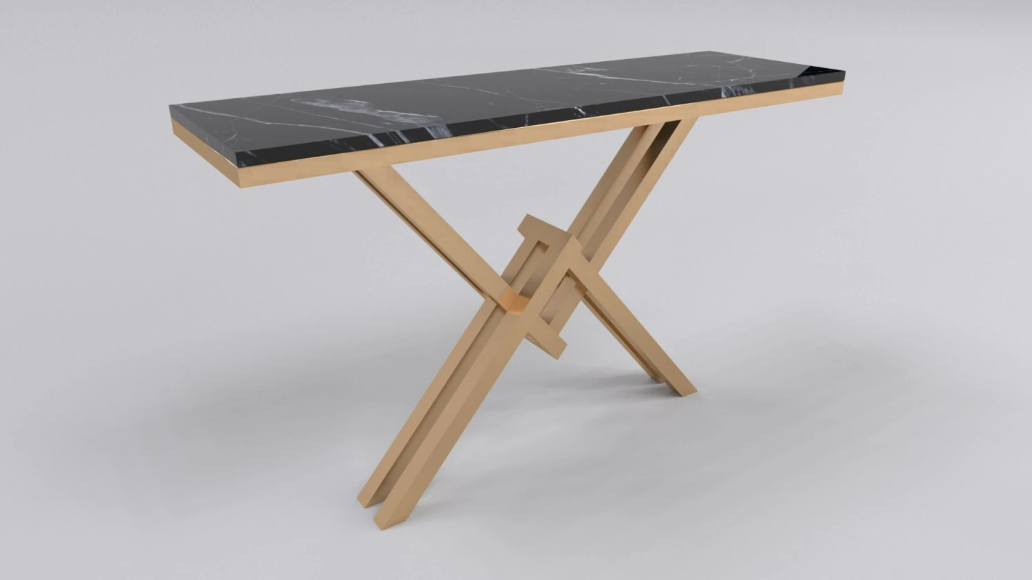 Bronze console table with leg letter X 3D Model .c4d .max .obj .3ds .fbx .stl .blend 
