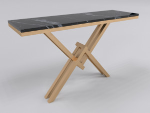 Bronze console table with leg letter X Modelo 3D