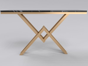 Bronze console table with leg letter X Modelo 3D