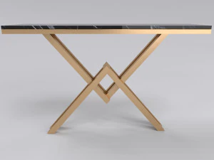 Bronze console table with leg letter X 3D Model