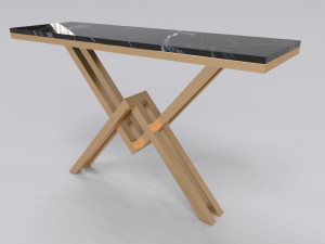 Bronze console table with leg letter X Modelo 3D
