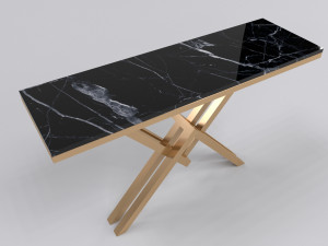 Bronze console table with leg letter X Modelo 3D