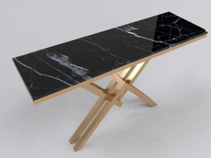 Bronze console table with leg letter X 3D Model