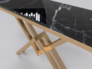 Bronze console table with leg letter X Modelo 3D