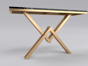Bronze console table with leg letter X Modelo 3D