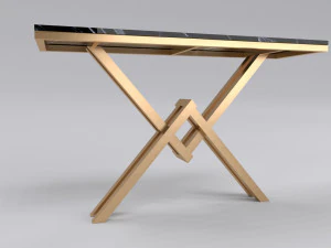 Bronze console table with leg letter X 3D Model