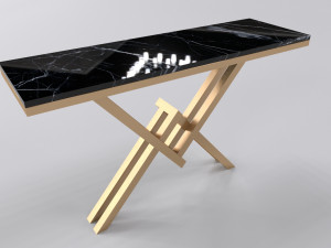 Bronze console table with leg letter X Modelo 3D