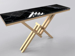 Bronze console table with leg letter X 3D Model