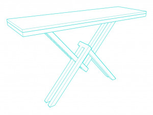 Bronze console table with leg letter X Modelo 3D