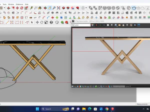 Bronze console table with leg letter X 3D Model