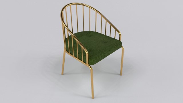 Gold dining chair with green fabric Modello 3D .c4d .max .obj .3ds .fbx .stl .blend 