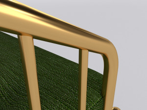 Gold dining chair with green fabric Modello 3D