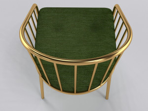 Gold dining chair with green fabric Modello 3D