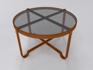 Wood coffee table with top black glass Modelo 3D