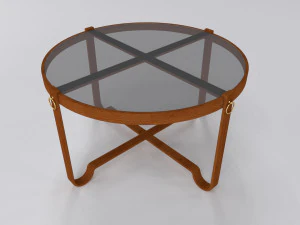 Wood coffee table with top black glass 3D Model
