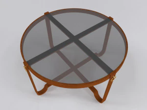 Wood coffee table with top black glass 3D Model