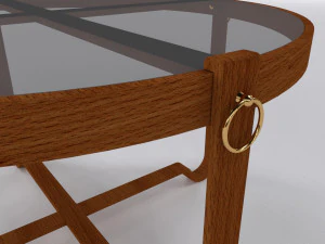 Wood coffee table with top black glass 3D Model