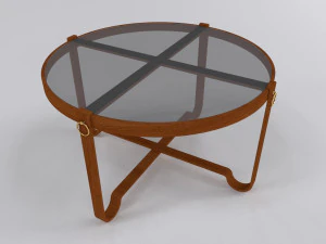 Wood coffee table with top black glass 3D Model