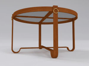 Wood coffee table with top black glass 3D Model