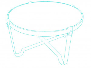 Wood coffee table with top black glass Modelo 3D