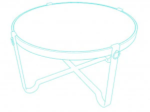 Wood coffee table with top black glass 3D Model