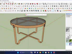 Wood coffee table with top black glass 3D Model