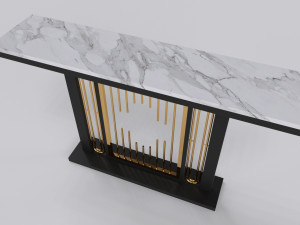 Console table minimalist modern with marble white carrara 3Dモデル