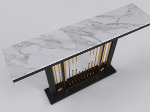 Console table minimalist modern with marble white carrara 3Dモデル