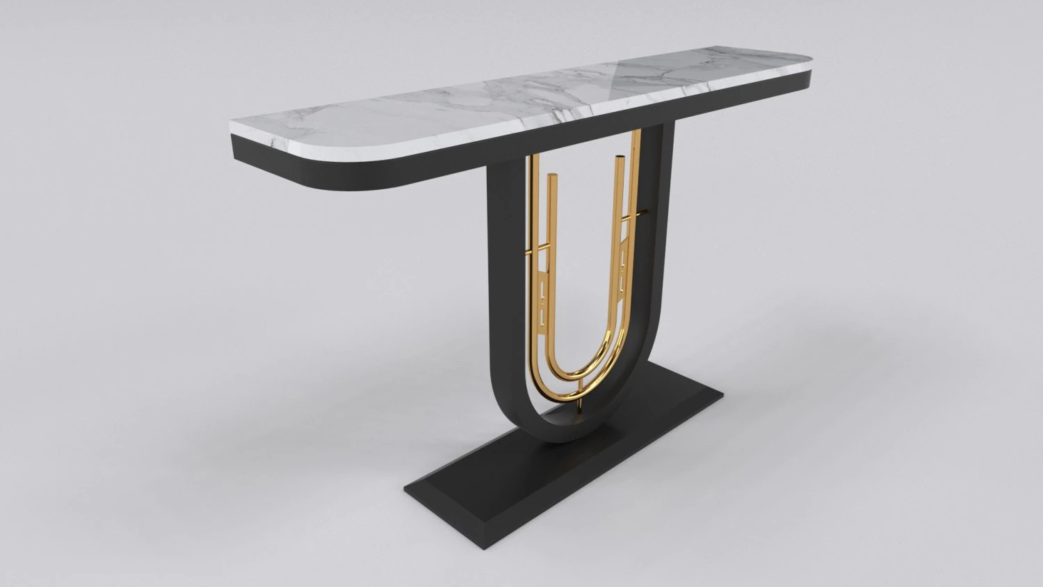 Mesa de console luxuosa em ouro e carv&atilde;o minimalista moderna Modelo 3D .c4d .max .obj .3ds .fbx .stl .blend 