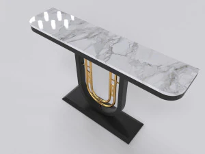 Mesa de console luxuosa em ouro e carv&atilde;o minimalista moderna Modelo 3D