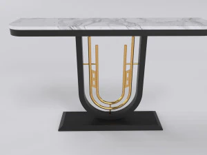 Mesa de console luxuosa em ouro e carv&atilde;o minimalista moderna Modelo 3D